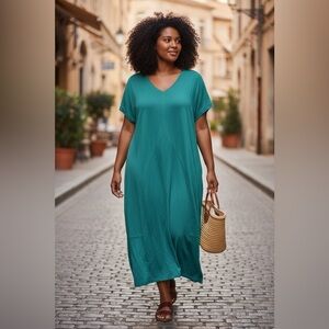 Chic Teal Maxi Dress for Women. Size 14.